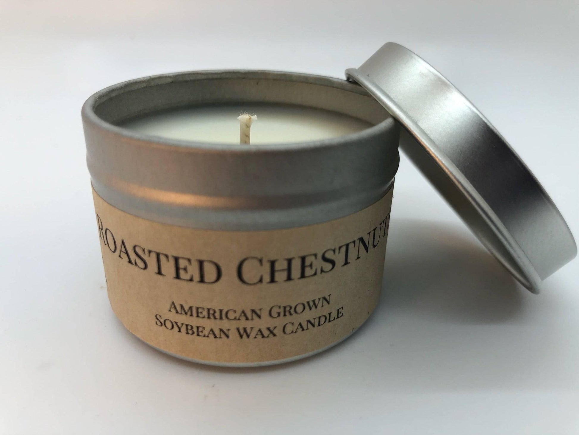 Roasted Chestnut Soy Wax Candle | 2 oz Travel Tin - Prairie Fire Candles