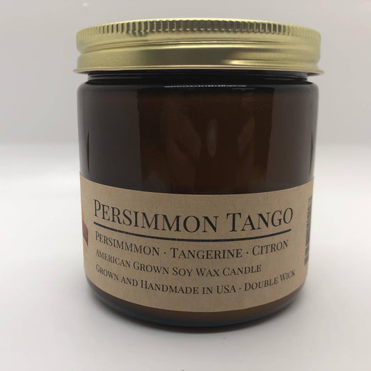 Persimmon Tango Soy Wax Candle | 9 oz Amber Apothecary Jar - Prairie Fire Candles