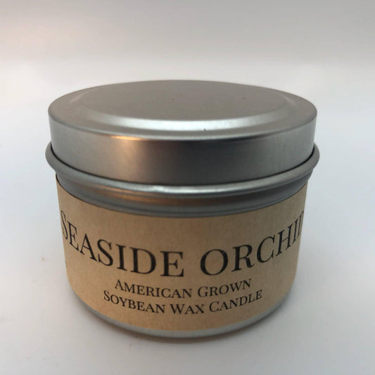 Seaside Orchid Soy Wax Candle | 2 oz Travel Tin - Prairie Fire Candles