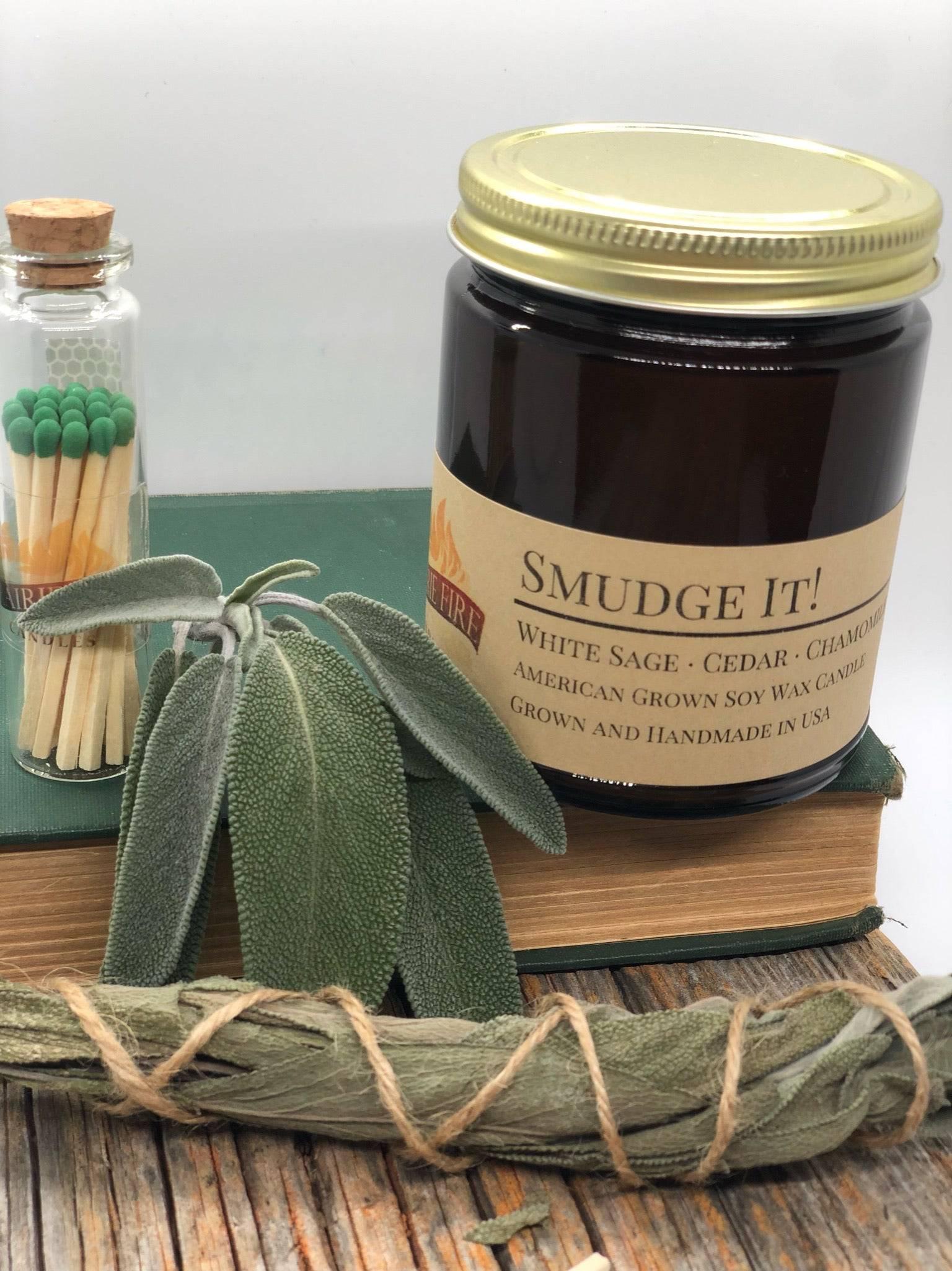 Smudge It! Soy Wax Candle | 9 oz Amber Apothecary Jar - Prairie Fire Candles