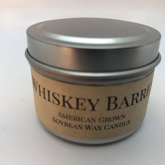 Whiskey Barrel Soy Wax Candle | 2 oz Travel Tin - Prairie Fire Candles